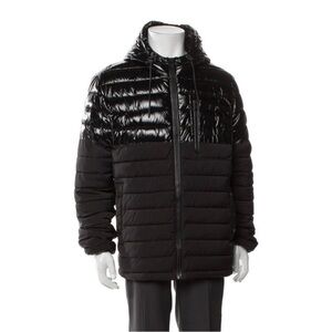 Men's Shiny Black Hooded Puffer Jacket